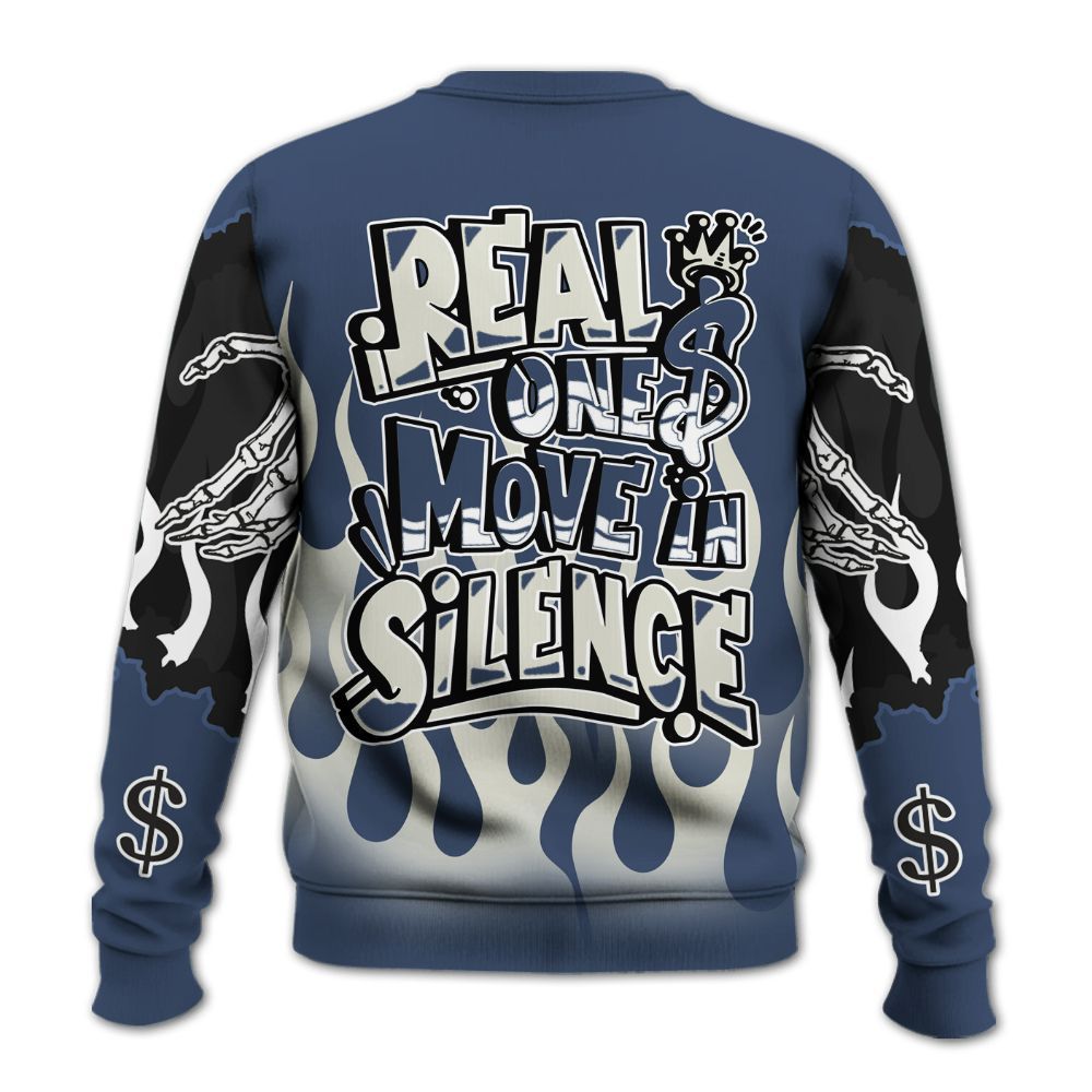 Sweatshirt To Match Diffused Blue 3s - Ones Move In Silence Graphic Trapped All Over Print