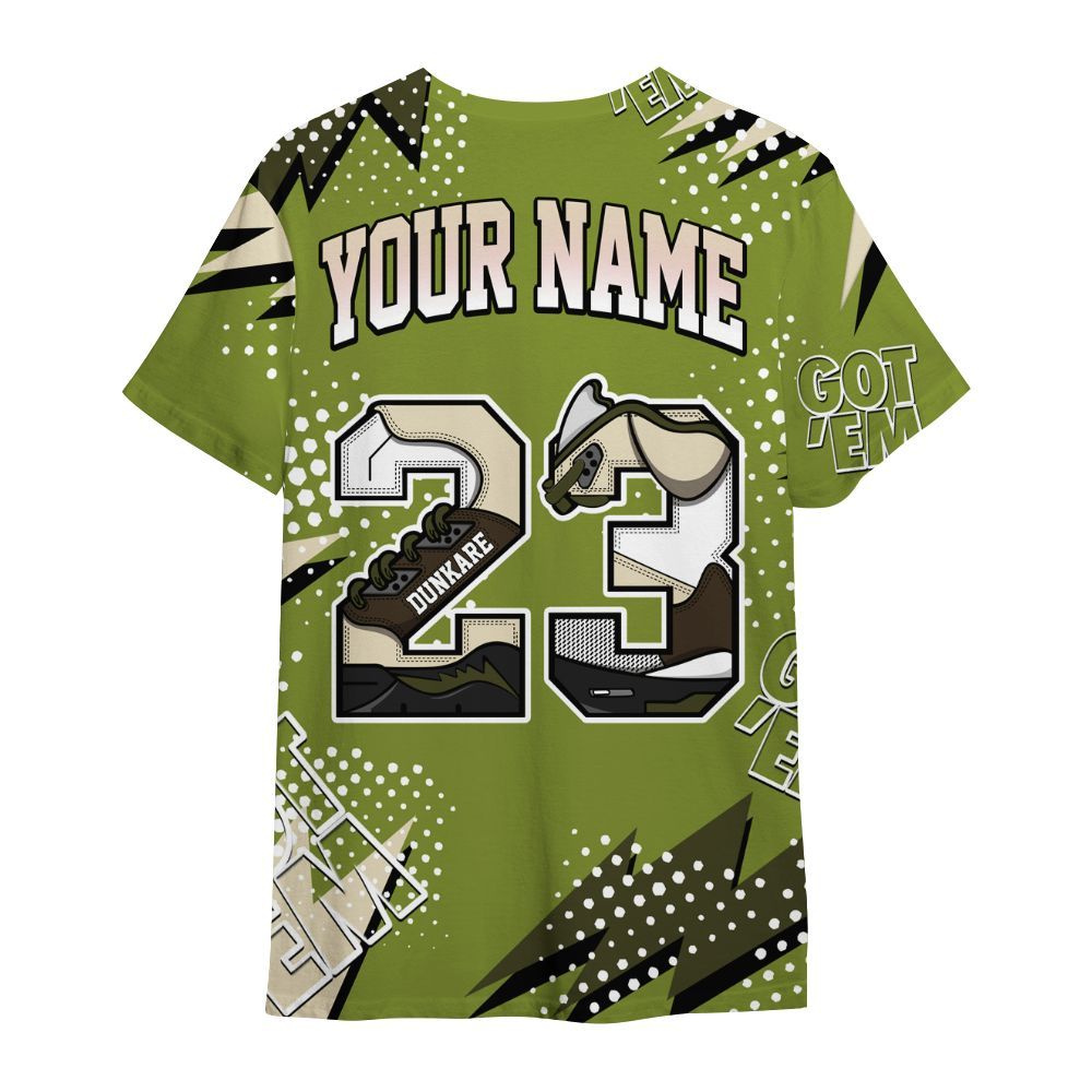 Shirt To Match SB Dunk Low Asparagus - Custom Name Number 23 5s All Over Print