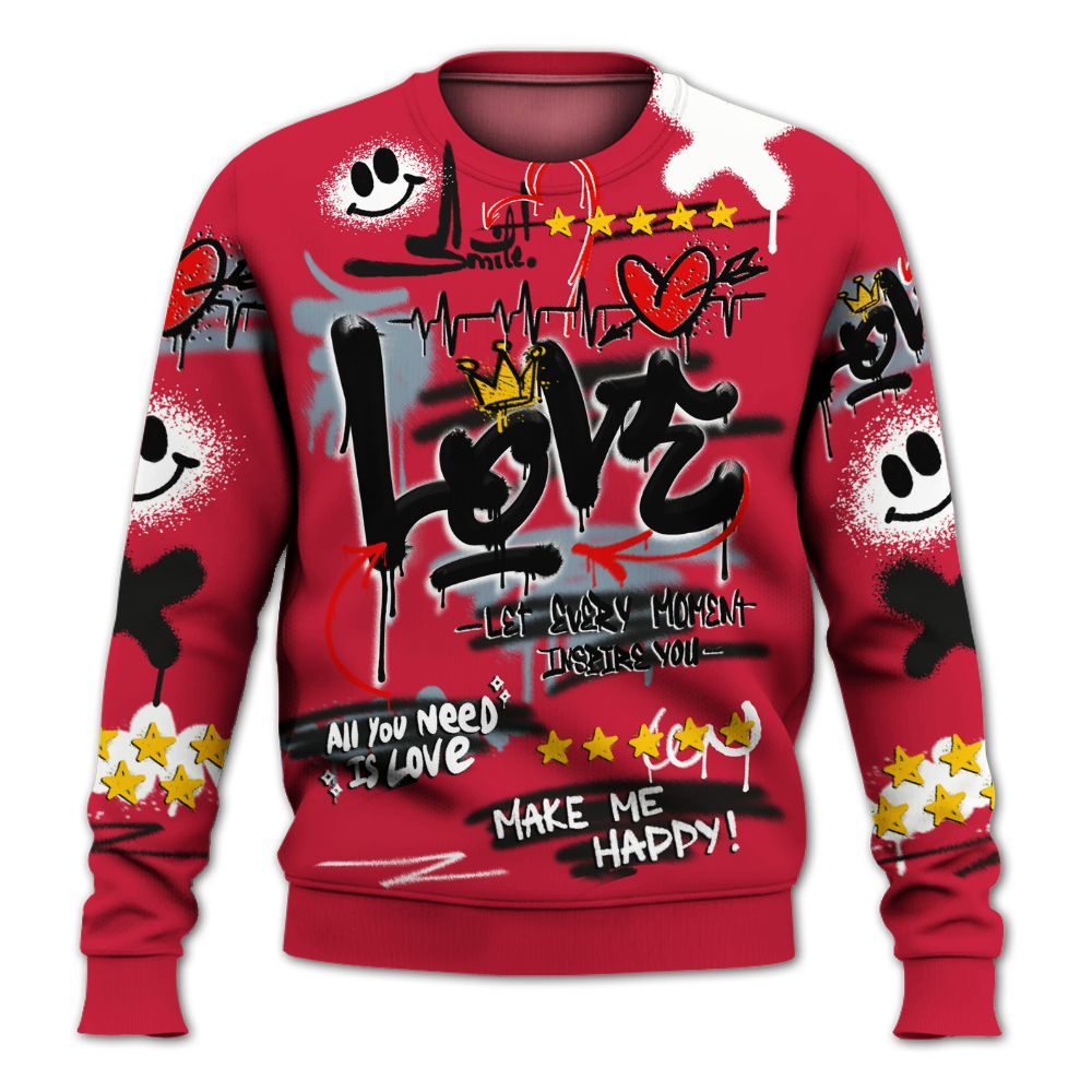 Sweatshirt To Match Retro Infrared Salesman 6s - Happy Love Beats Graffiti Streetwear All Over Print