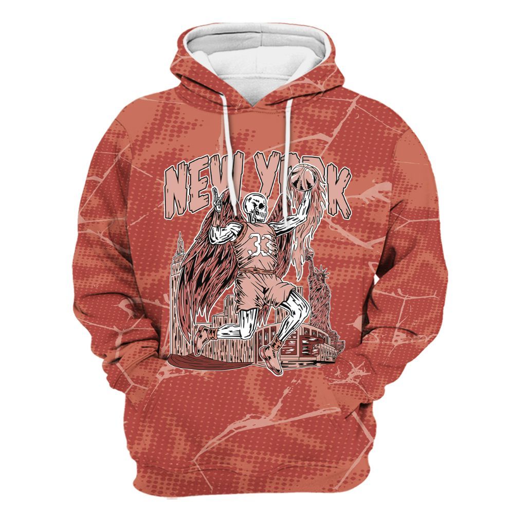 Hoodie To Match Dune Red 13s - Ewing Era Skeleton Crack All Over Print