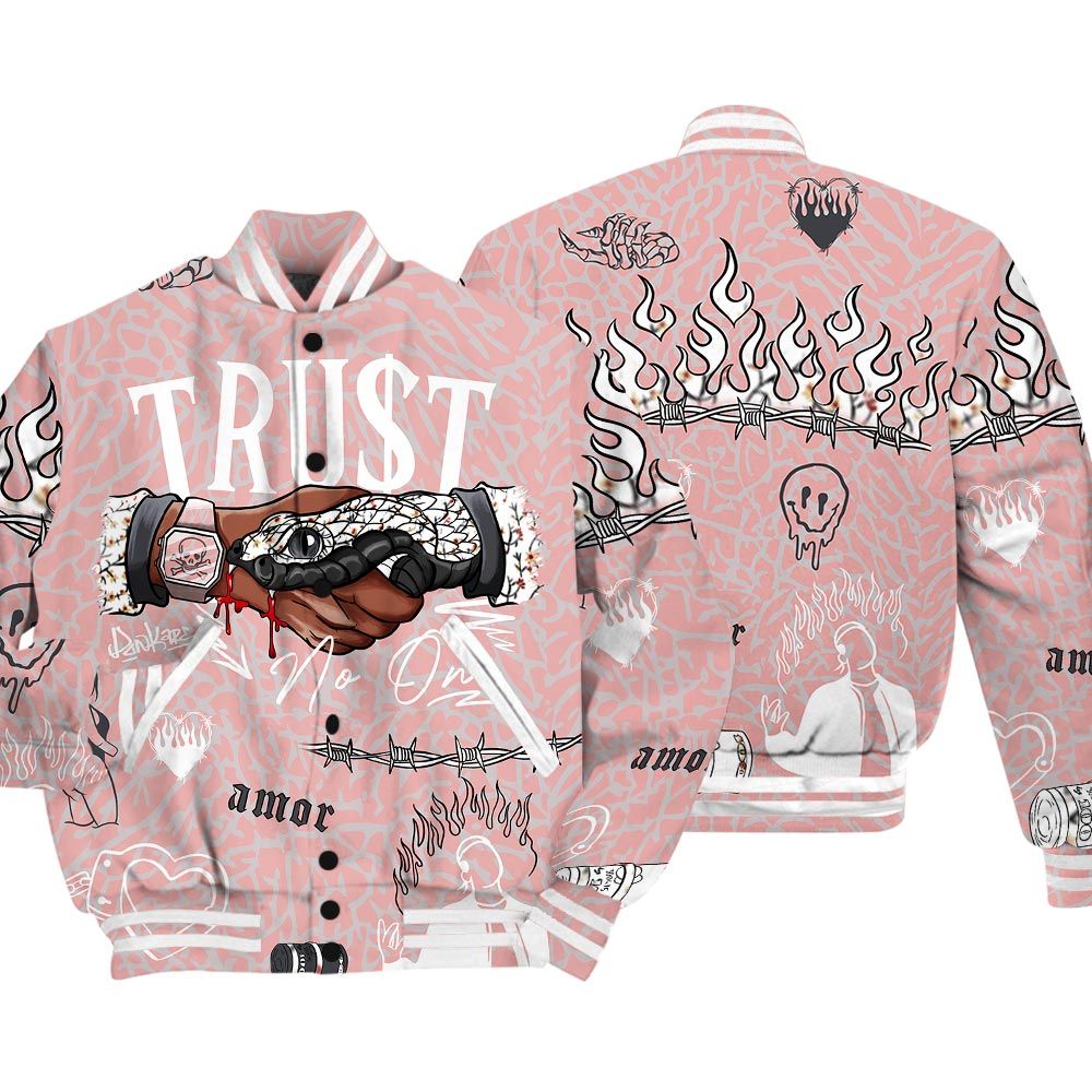 Varsity Jacket To Match Varsity Streetwear Snake Trust No One, Red Stardust 3s T-Shirt, Sneaker Red Stardust 3s Baseball Varsity Jacket 1604 NCT