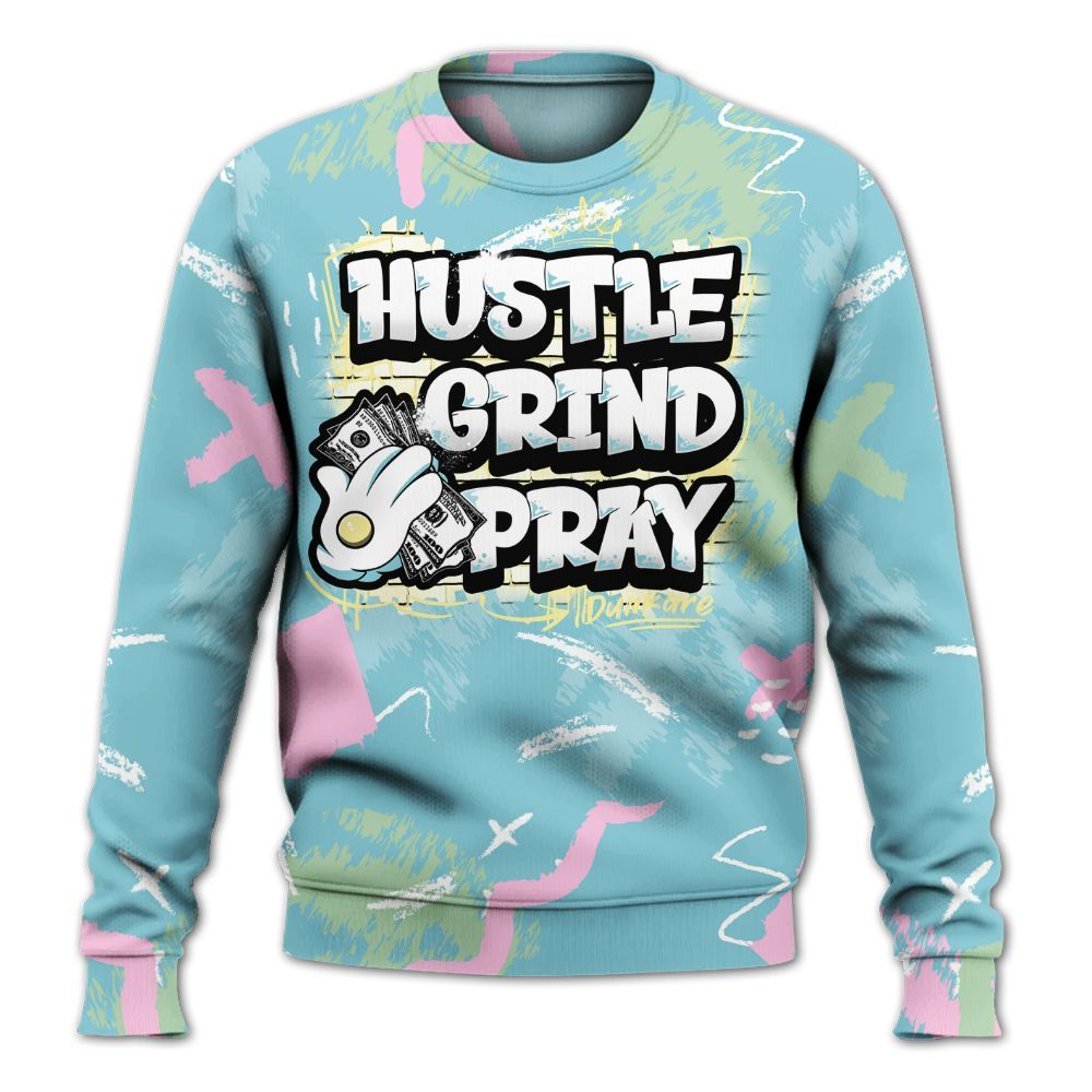 Sweatshirt To Match SB Dunk Low Visty - Hustle Grind Pray Retro All Over Print