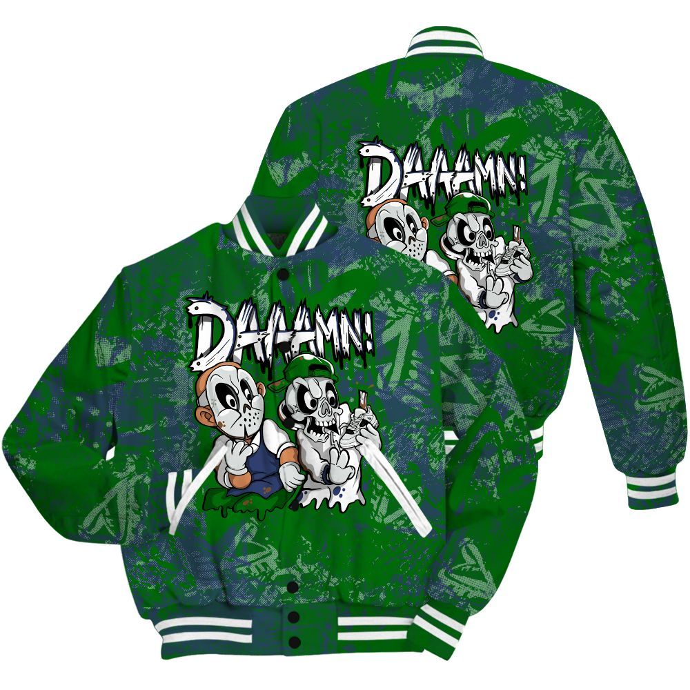 Varsity Jacket To Match Midnight Navy 13s Shirt - Damn Shoe Graphic Heart Grunge All Over Print