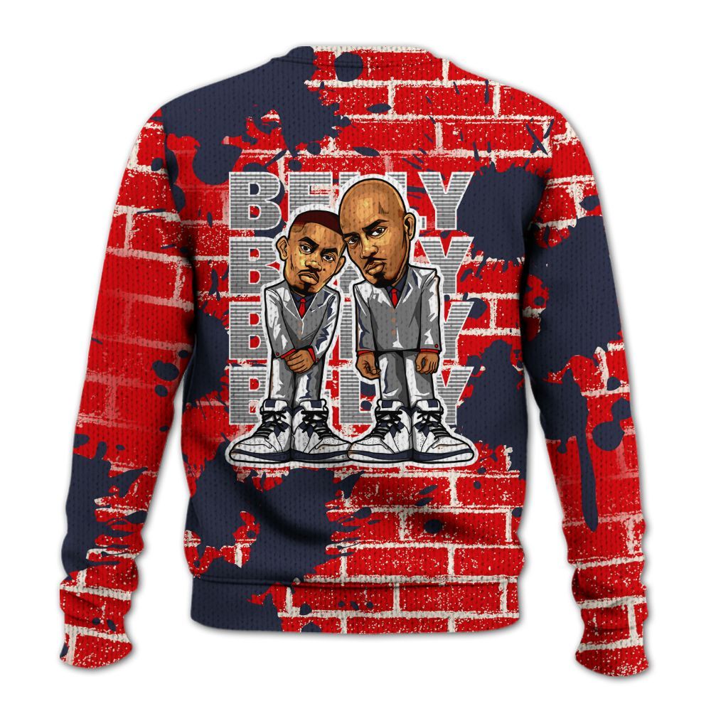 Knitted Sweater To Match Low OG Howard University 1s - Belly Sneakers Graphic Halloween