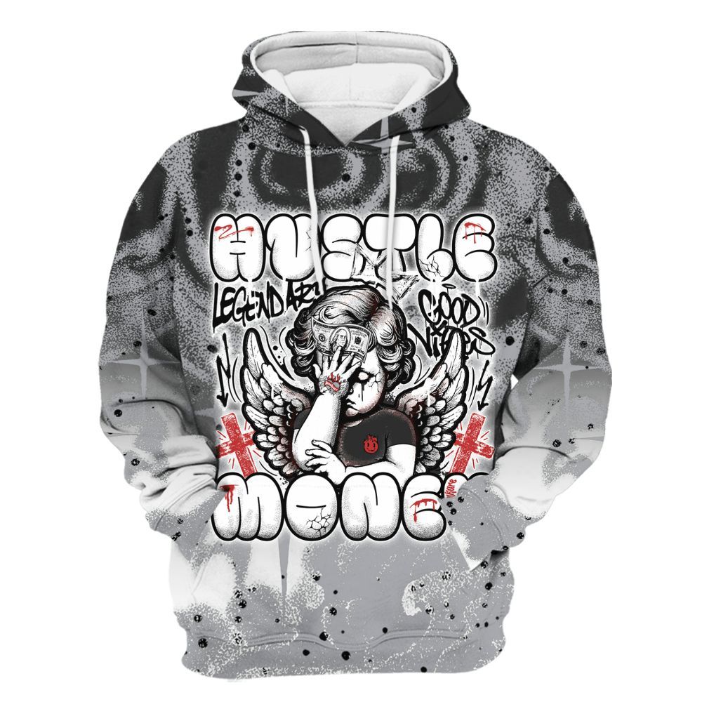 Hoodie To Match White Cement 4s - Angel Hustle Money All Over Print