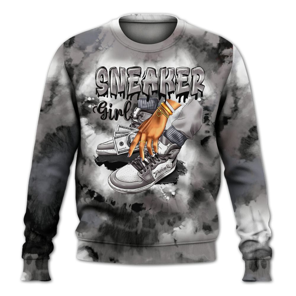 Sweatshirt To Match Cool Grey 11s - SNEAKER Girl Money Drip Tie Dye All Over Print