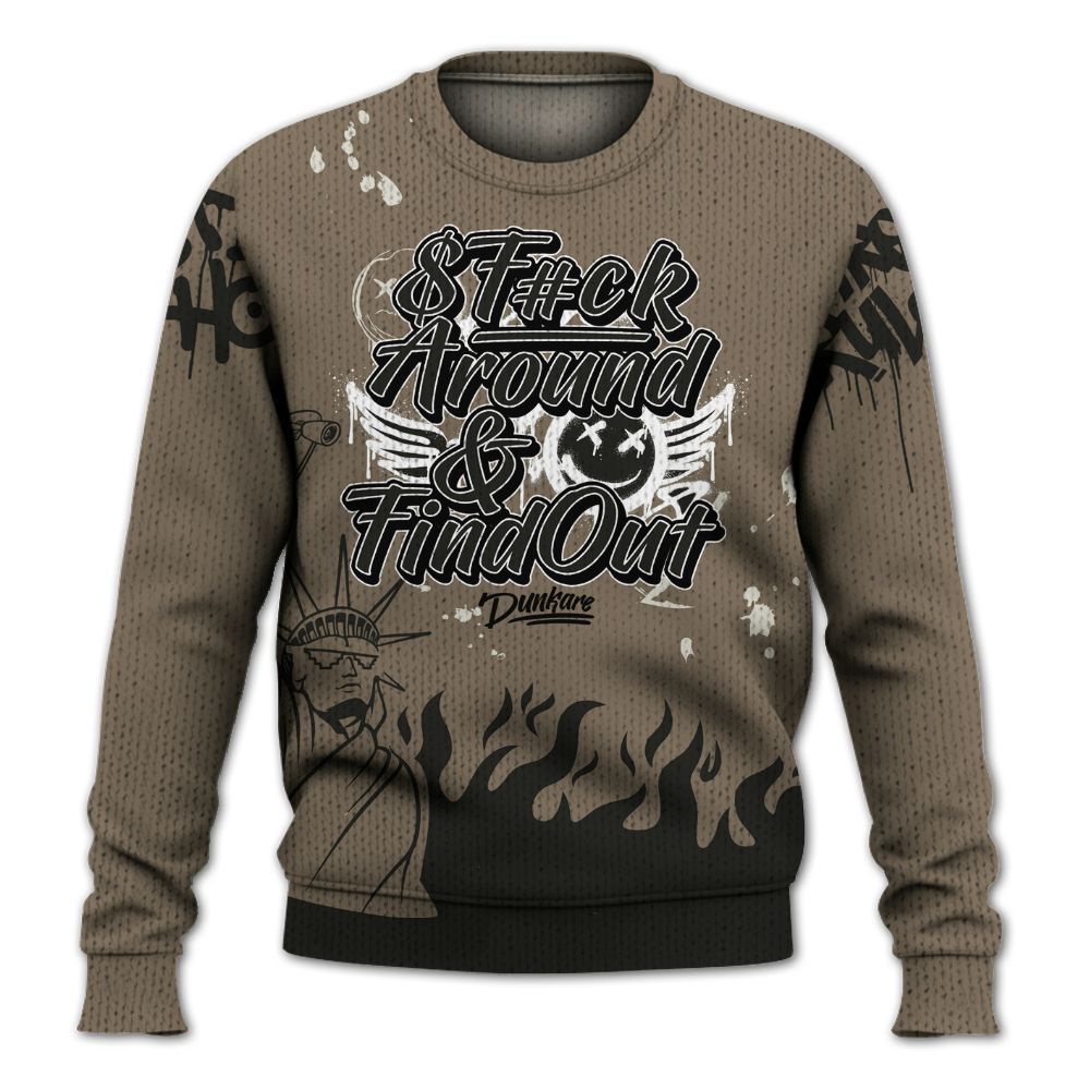 Knitted Sweater To Match Low OG Dark Mocha 1s - Graphic Fck Around Find Out