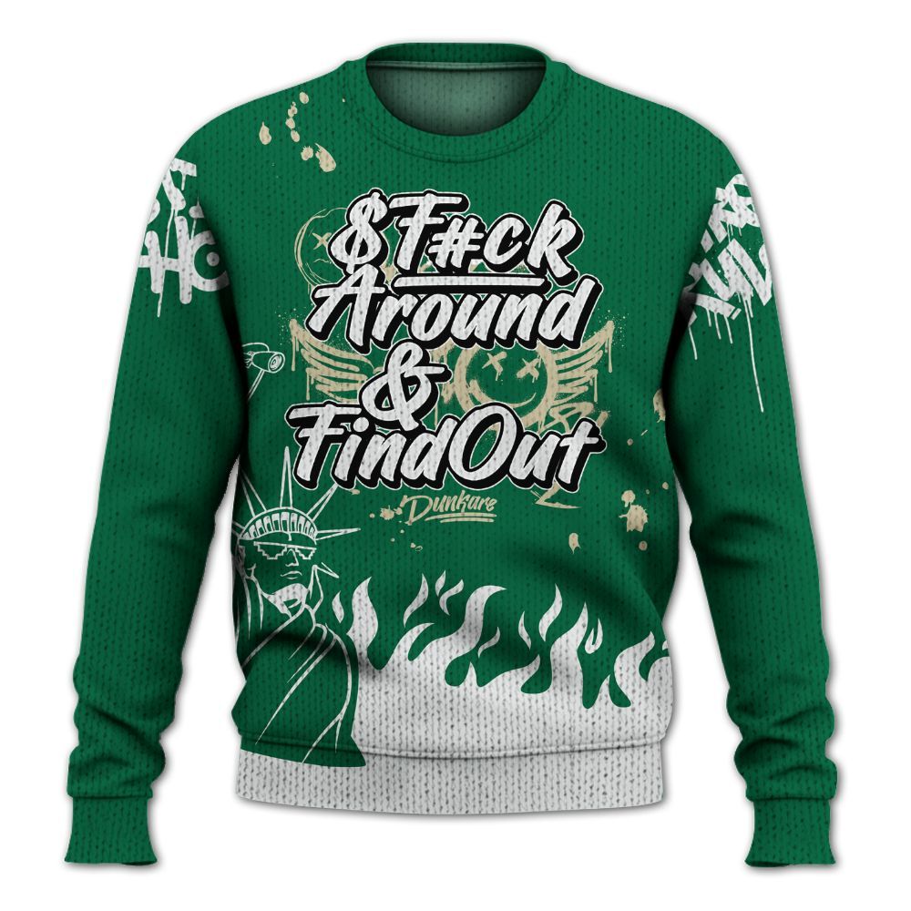 Knitted Sweater To Match Pine Green 4s - Graphic Fck Around Find Out
