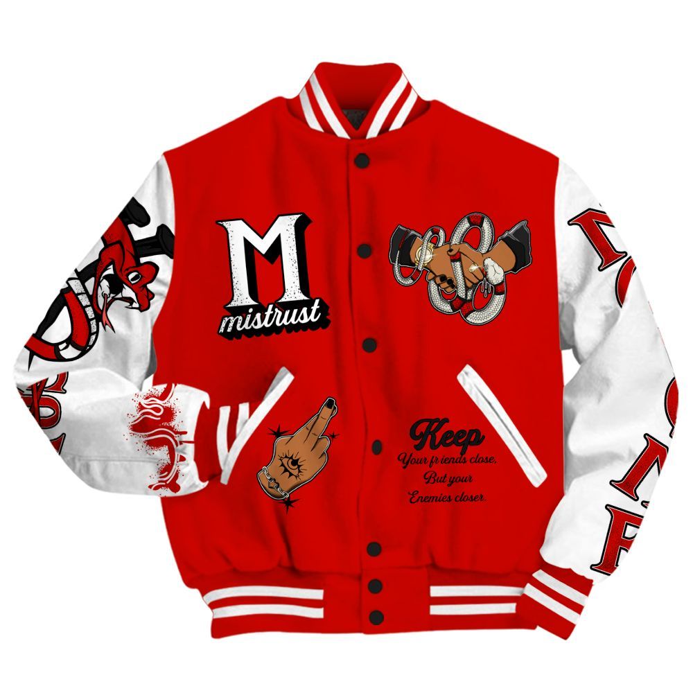 Varsity Jacket To Match Fire Red 6s - Trust No One Snake-Bite Street Style All Over Print