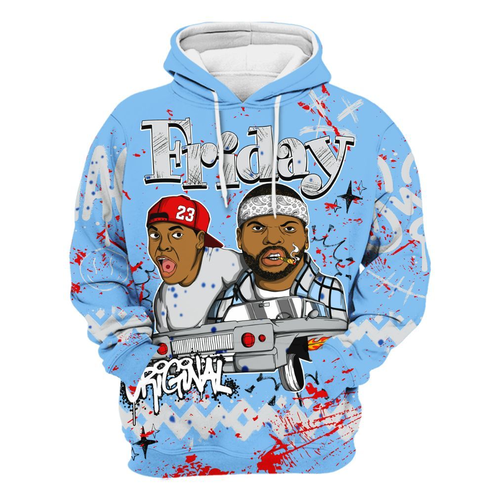 Hoodie To Match University Blue 5s - Friday Sneaker Crayon All Over Print