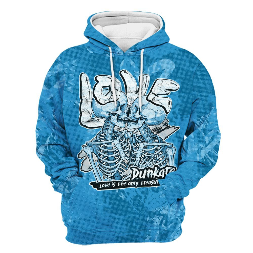 Hoodie To Match Powder Blue 9s - Skull Love All Over Print