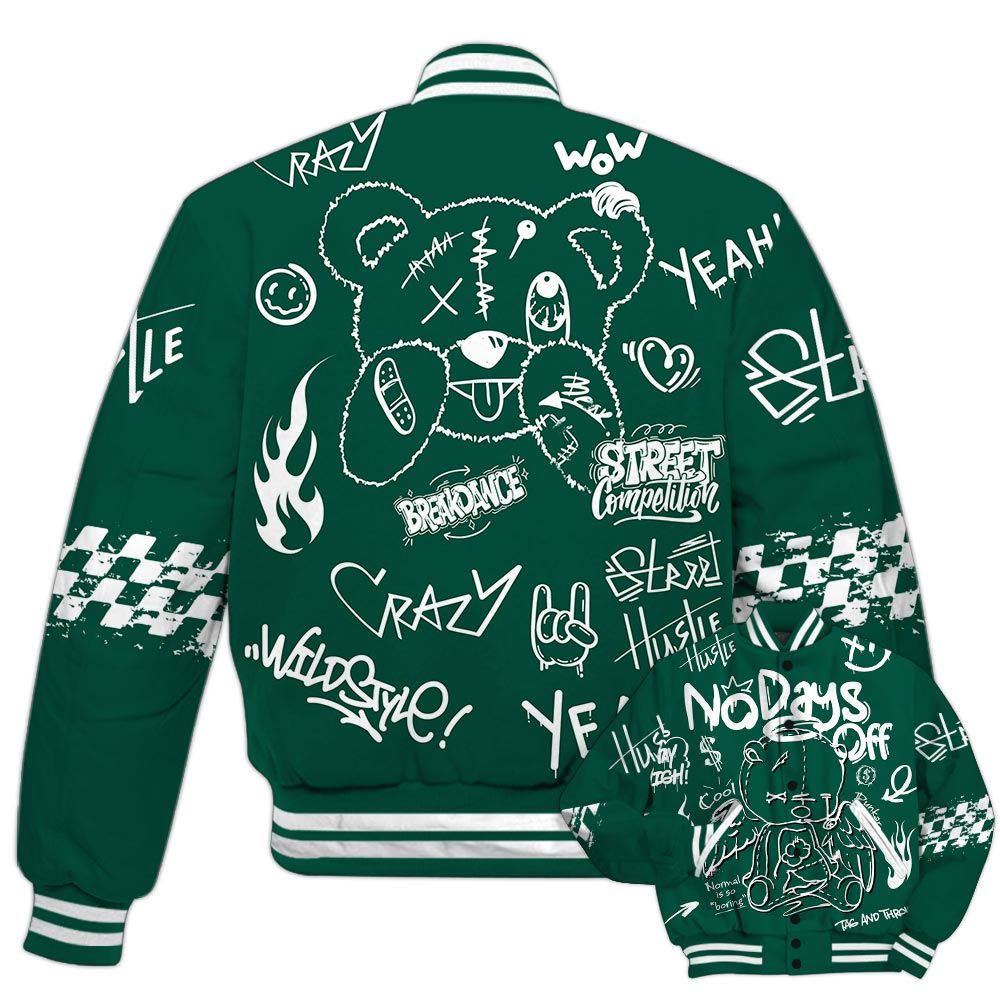 Varsity Jacket To Match Oxidized Green 4s - No Days Off Retro Varsity Jacket Outfit