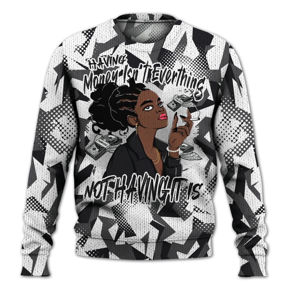 Knitted Sweater To Match White Thunder 4s - Having Money Isn't Everthing Retro