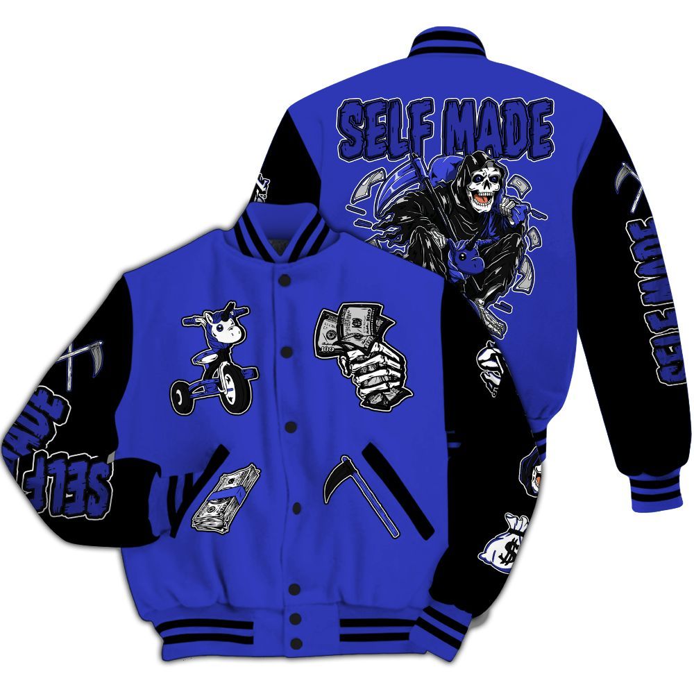 Varsity Jacket To Match Retro Black Concord 12s - Self Make Skeleton All Over Print
