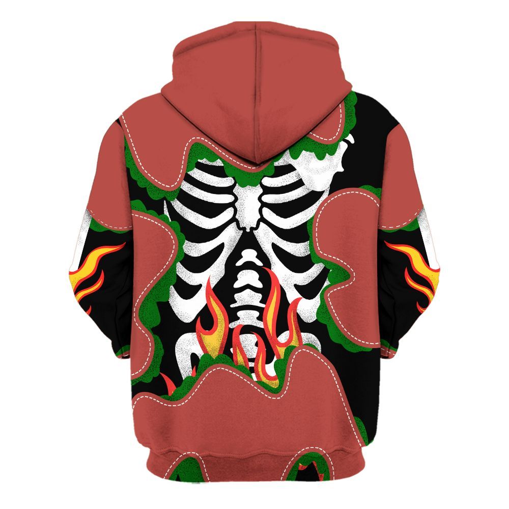 Hoodie To Match Dune Red 13s - Skeleton Burning Heart Drip All Over Print