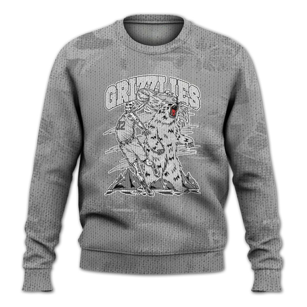 Knitted Sweater To Match Black Wolf Grey 12s - Grizzly Bear Skeleton Brown Sugar