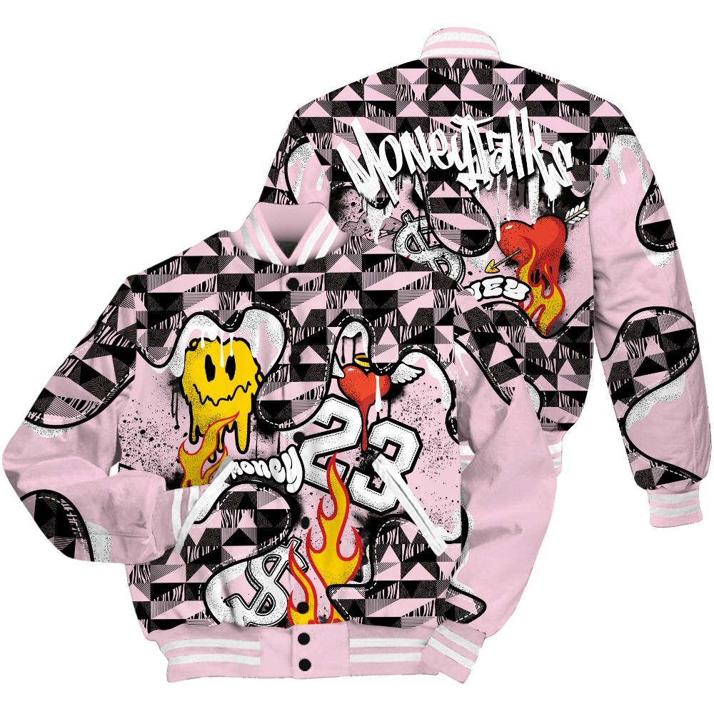 Varsity Jacket To Match Orchid 4s - 23 Smile Burning Heart All Over Print