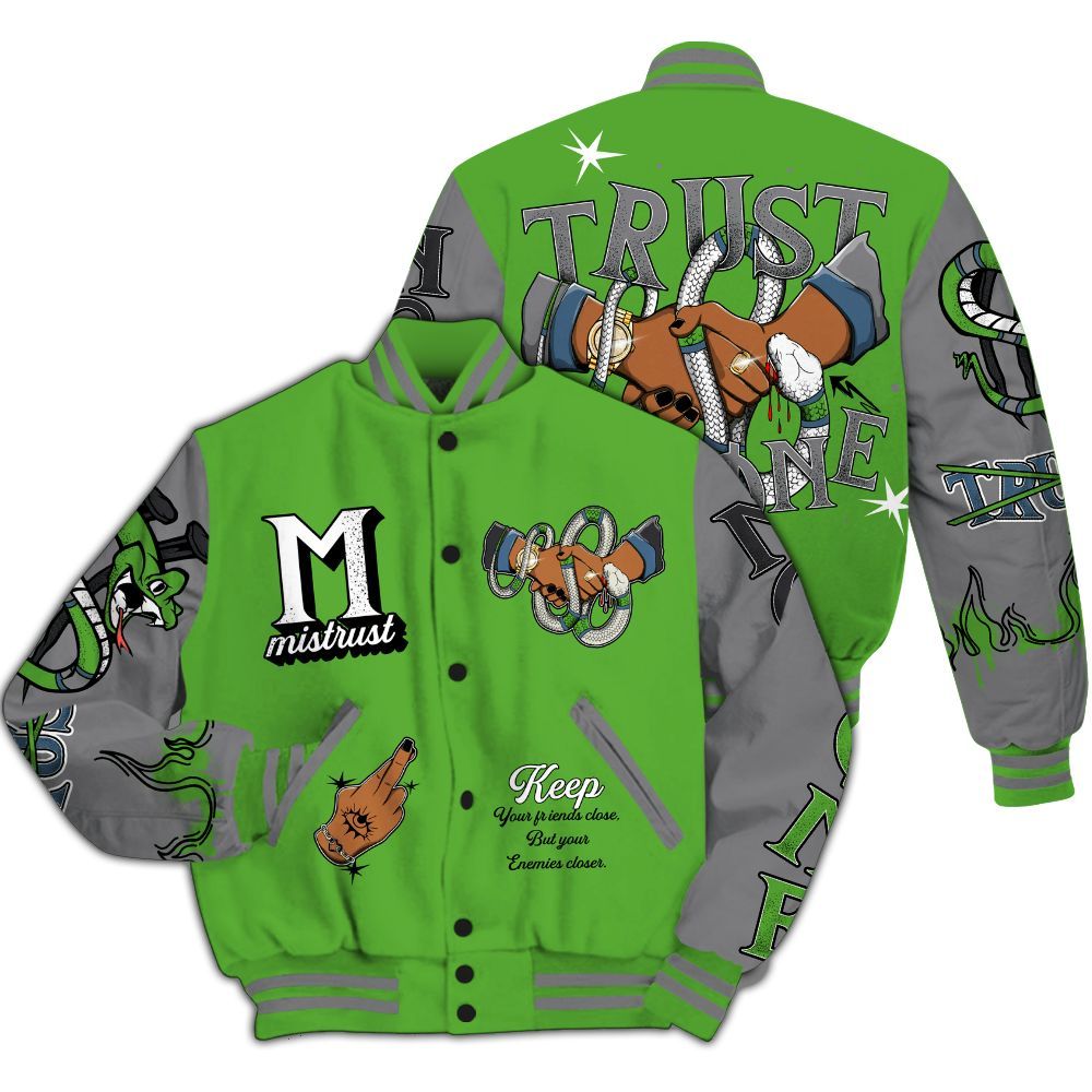 Varsity Jacket To Match Retro Green Bean 5s - Trust No One Snake-Bite Street Style All Over Print
