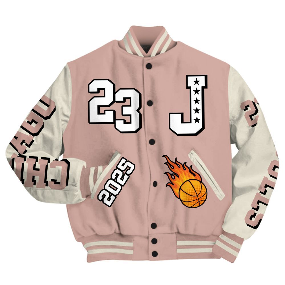 Varsity Jacket To Match Air Force Low 1 Arctic Orange - Chicago 23 Basketball All Over Print