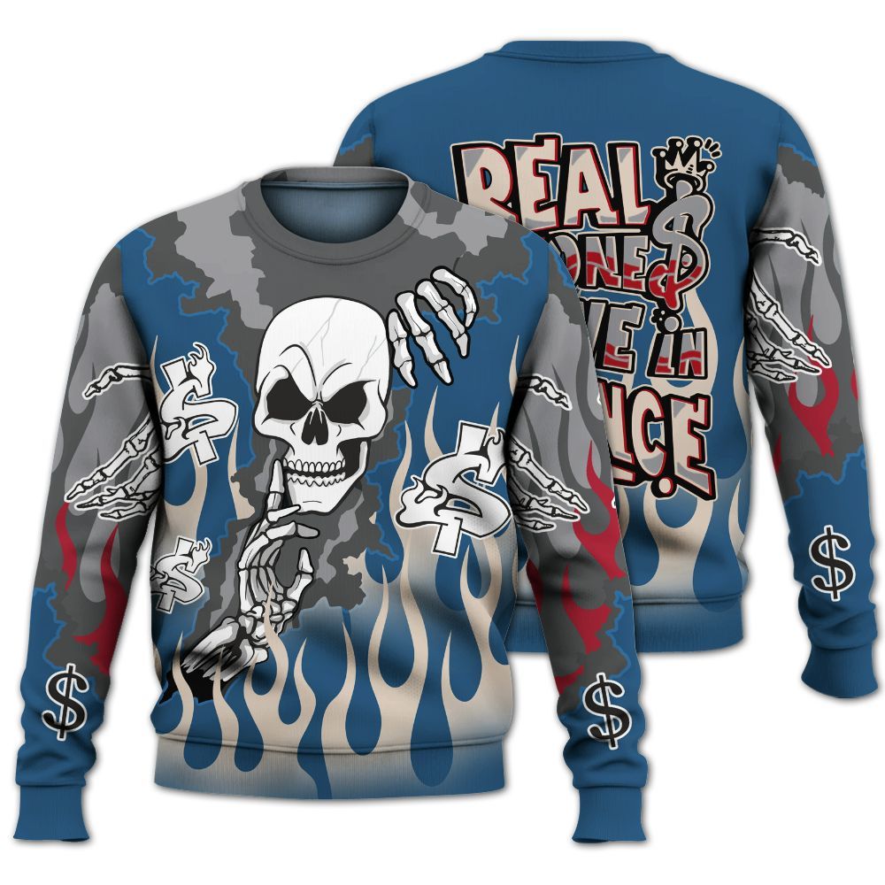 Sweatshirt To Match Rare Air 3s - Ones Move In Silence Graphic Trapped All Over Print