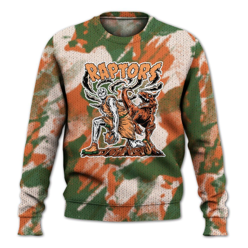 Knitted Sweater To Match Low Miami 5s - Raptors Skeleton Abstract Halftone