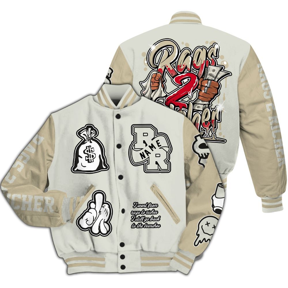 Varsity Jacket To Match El Grito 5s - Rag 2 Rich Graphic Custom Name All Over Print