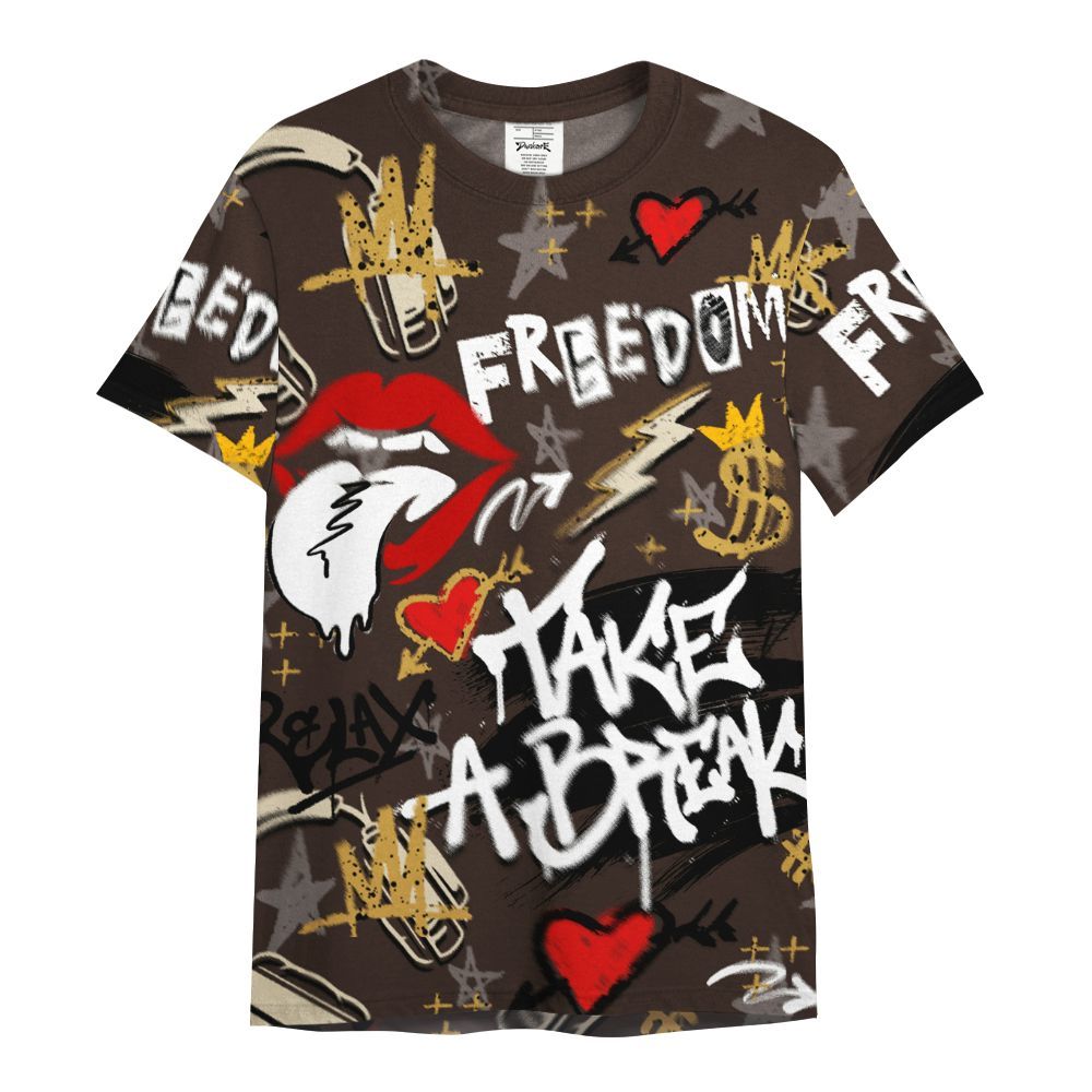 Shirt To Match 2025 Retro Earth 5s - Take Break Freedom Graffiti Streetwear All Over Print