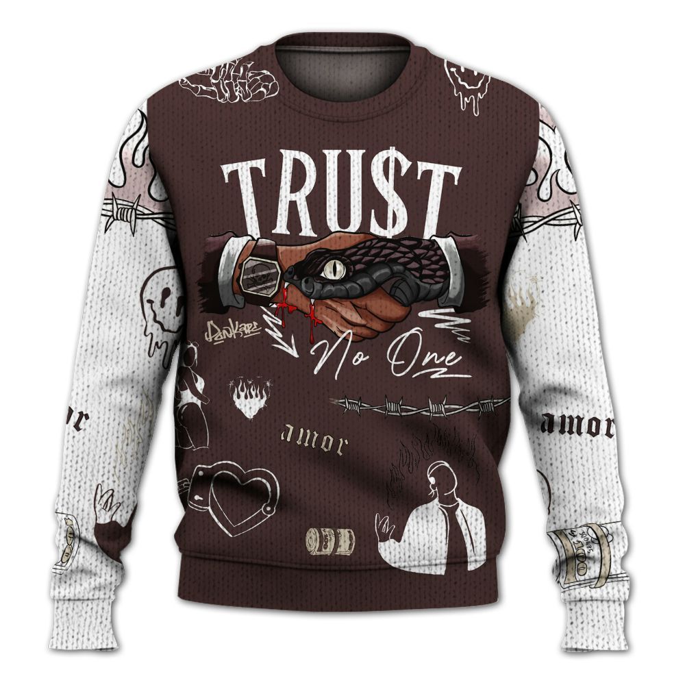 Knitted Sweater To Match Burgundy Crush 3s - Snake Trust No One