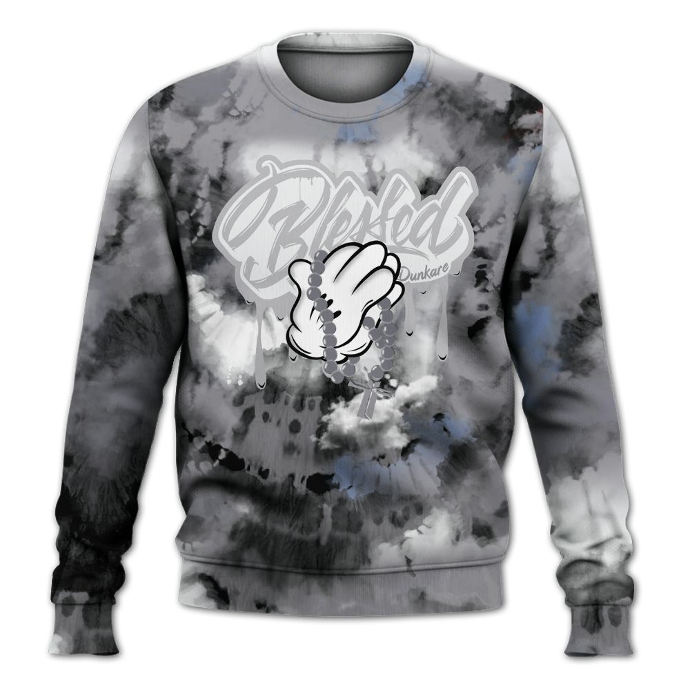 Sweatshirt To Match Low Cement Grey 11s - God Blessed Tie Dye All Over Print