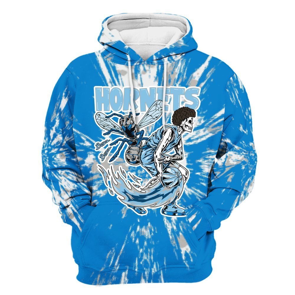 Hoodie To Match Industrial Blue 4s - Hornets Skeleton Luxury All Over Print