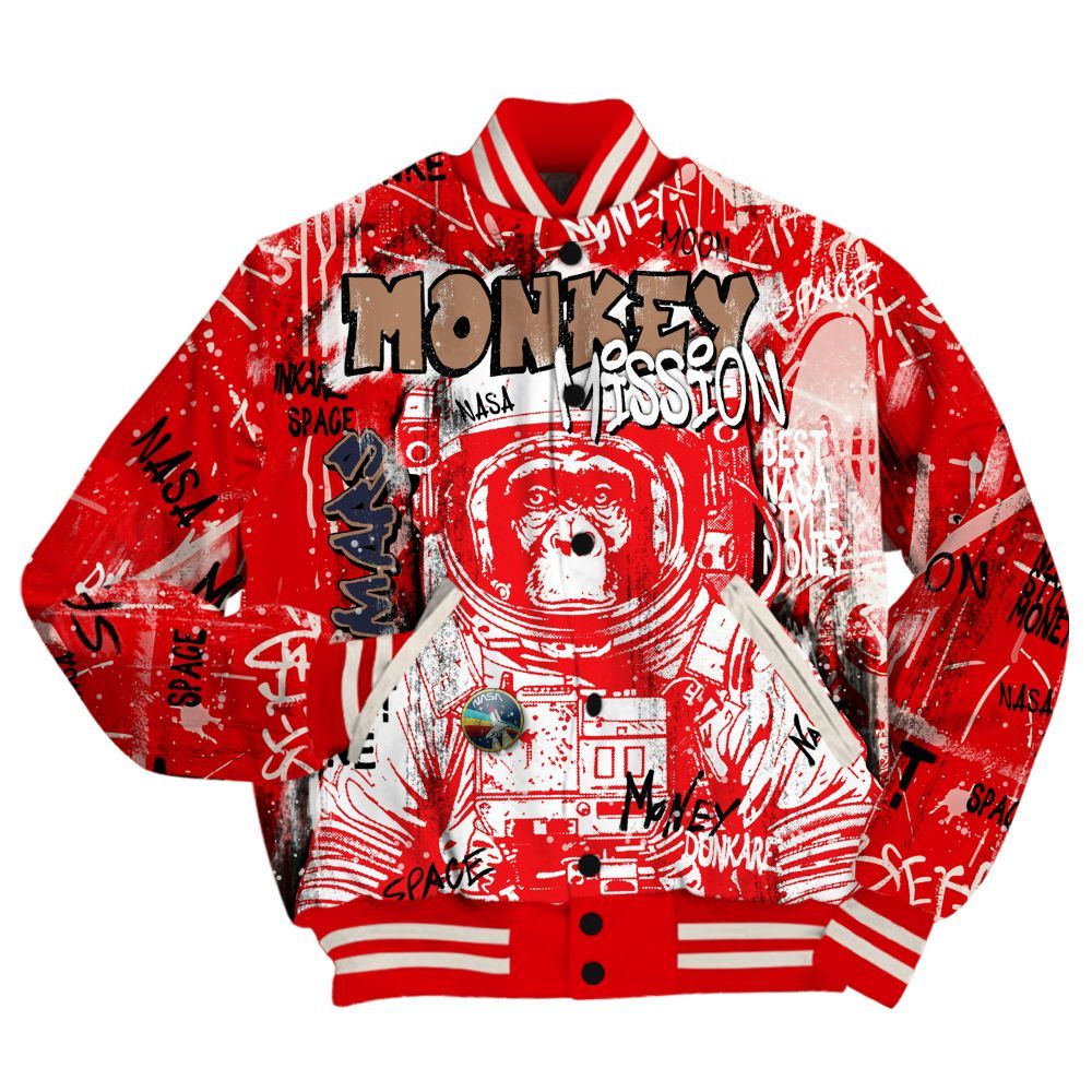 Varsity Jacket To Match Low OG Howard University 1s Shirt, Monkey Misson Space All Over Print