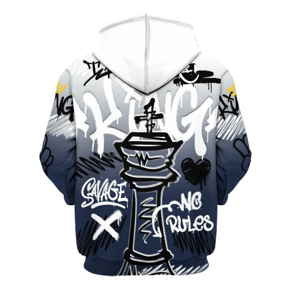 Hoodie To Match Dunk Low White Midnight Navy - Street King Chess Streetwear All Over Print