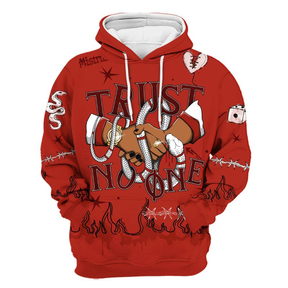 Hoodie To Match SP Firewood Orange 4s - Trust No One Snake-Bite Doodle Crayon All Over Print