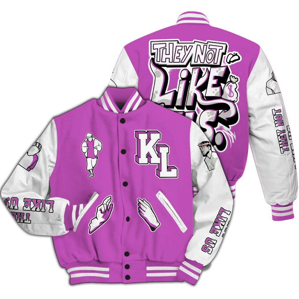 Varsity Jacket To Match Hyper Violet 4s - Dislike Us Graphic All Over Print