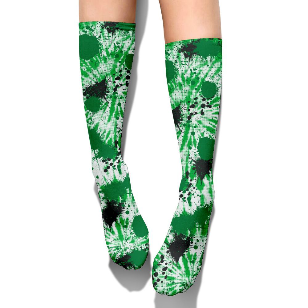 Sock To Match Lucky Green 5s - Tie Dye Graphic