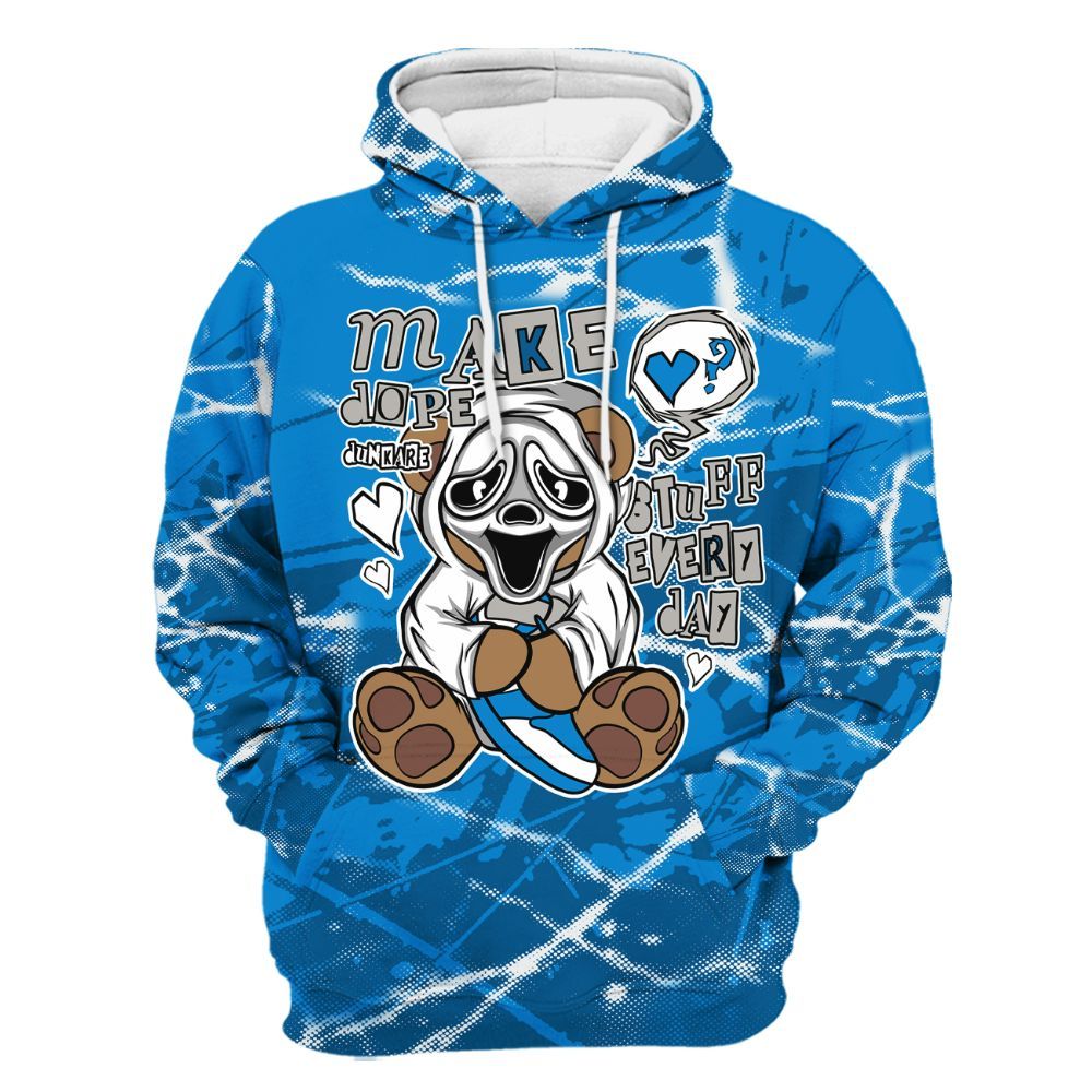 Hoodie To Match Military Blue 4s - Make Dopes Bear Profound All Over Print