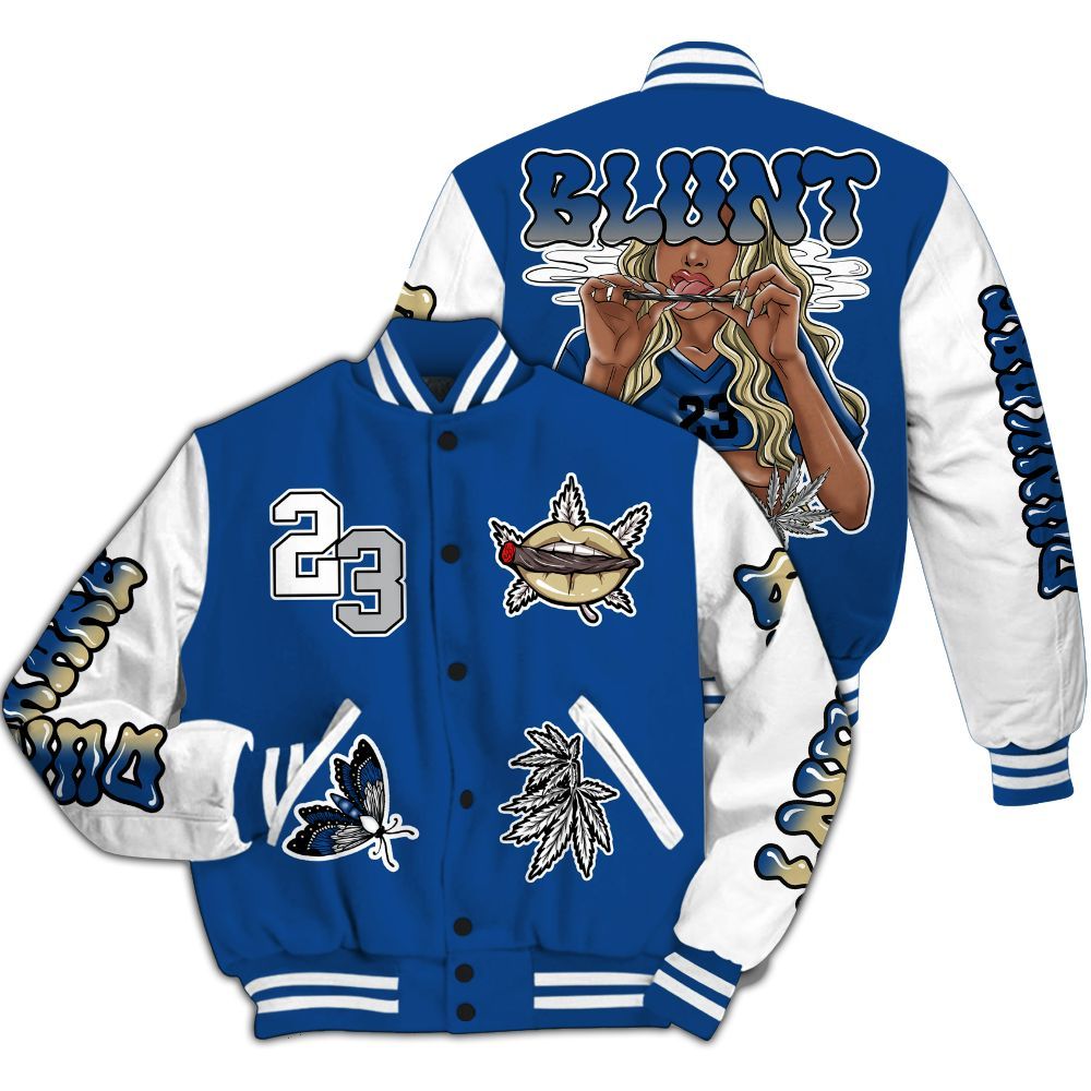 Varsity Jacket To Match Air Ship Royal Blue - Bluntz Unique All Over Print
