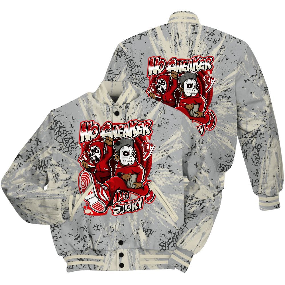 Varsity Jacket To Match Cement Grey 3s Shirt - Sneakers Make Story Graphic Luxury All Over Print