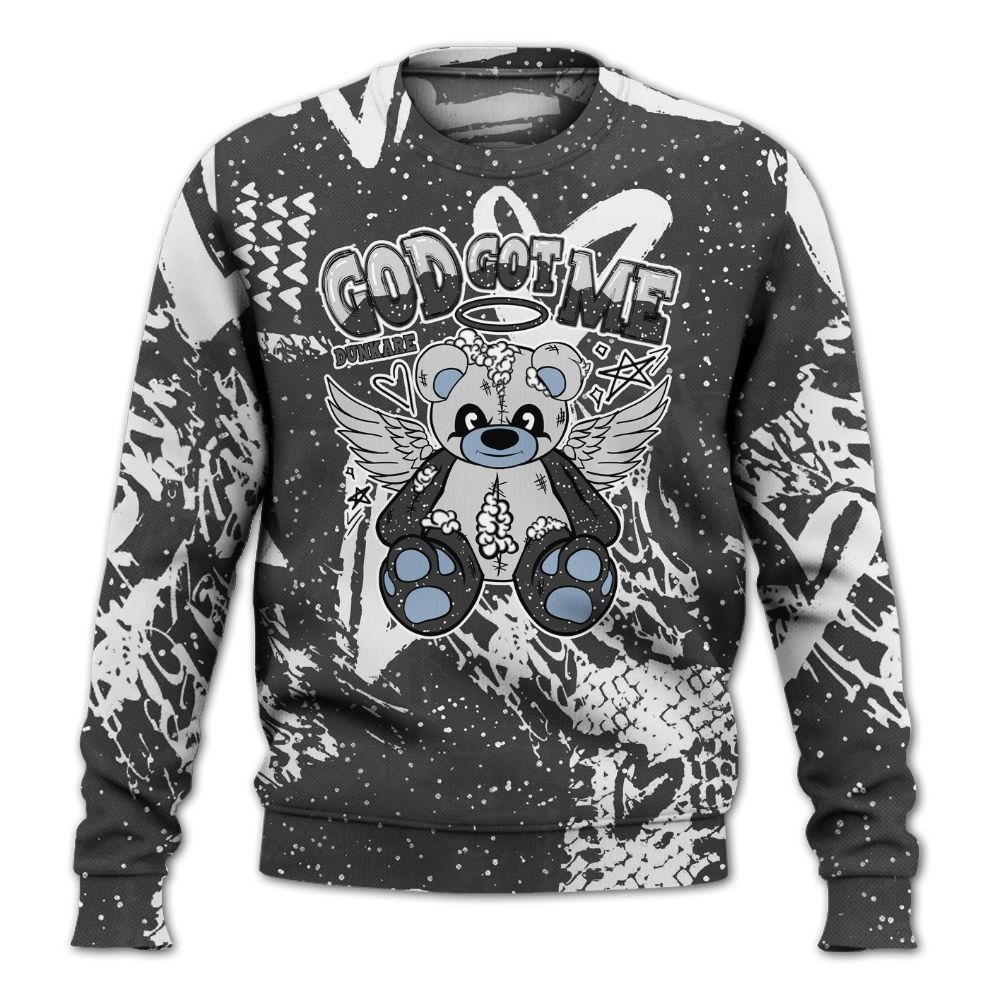 Sweatshirt To Match Reverse Black White 6s - Gods Guides Me Bear Heart Grunge All Over Print