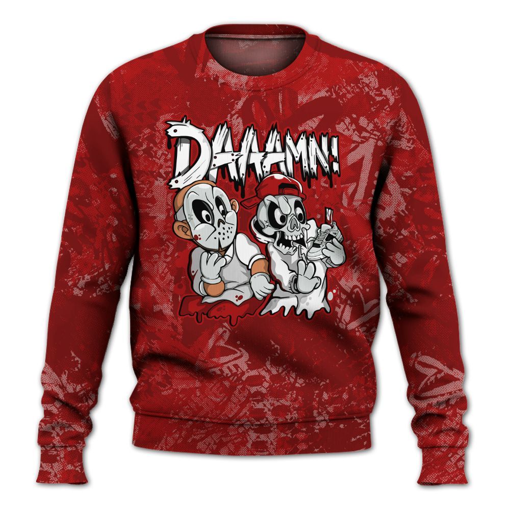 Sweatshirt To Match Red Taxi 12s - Damn Shoe Graphic Heart Grunge All Over Print