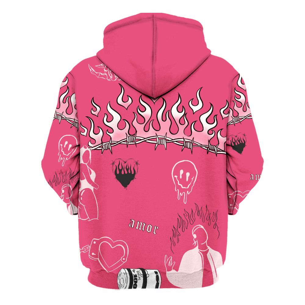 Hoodie To Match A'One Hyper Pink - Snake Trust No One All Over Print