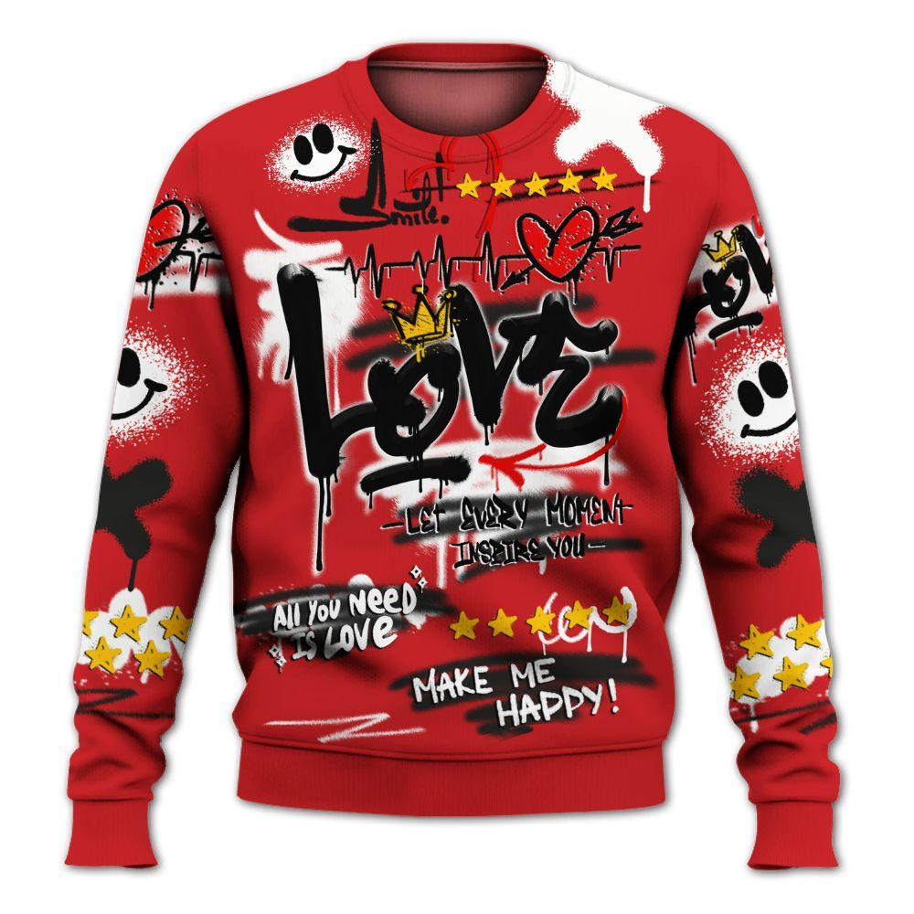 Sweatshirt To Match Bloodline 12s - Happy Love Beats Graffiti Streetwear All Over Print