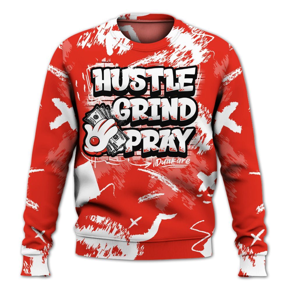 Sweatshirt To Match Air Force 1 Low GS Valentine's Day - Hustle Grind Pray Retro All Over Print