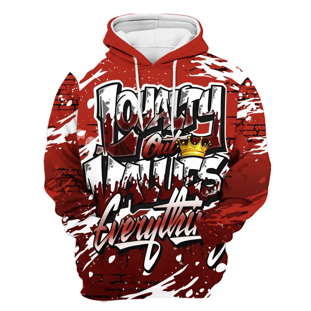 Hoodie To Match SP Firewood Orange 4s - Values Of Loyalty Drip All Over Print
