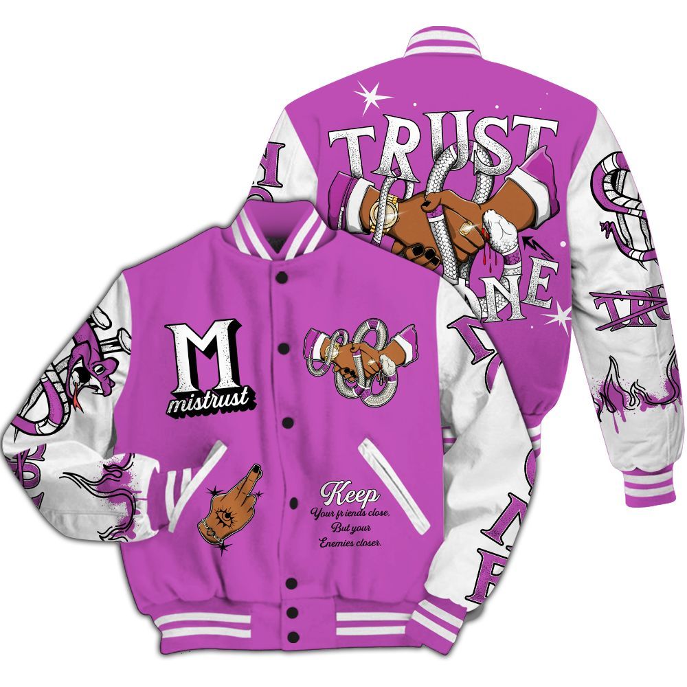 Varsity Jacket To Match Hyper Violet 4s - Trust No One Snake-Bite Street Style All Over Print
