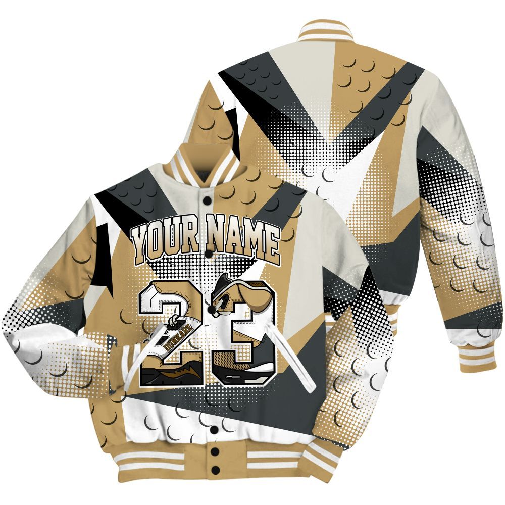 Varsity Jacket To Match Black LD 1000 Shirt, Poly Custom Name Number 23 5s All Over Print