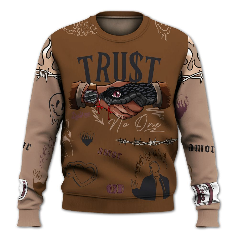 Sweatshirt To Match Archaeo Brown 3s - Snake Trust No One All Over Print