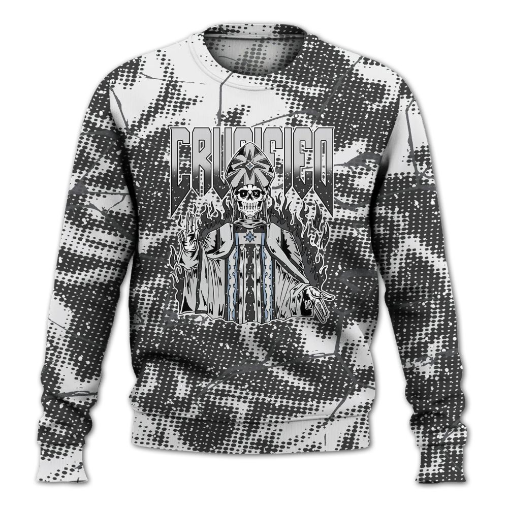 Sweatshirt To Match Reverse Oreo 6s - Crucified Skeleton Crack All Over Print
