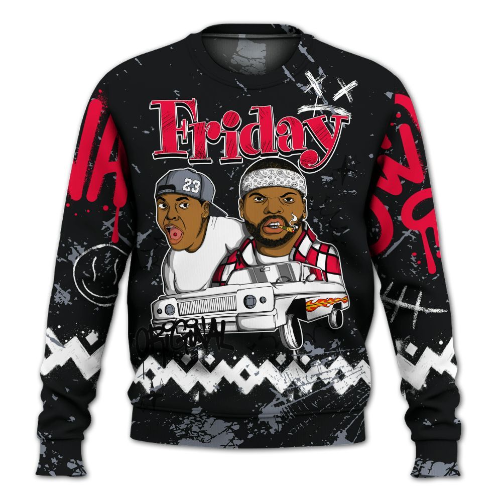 Sweatshirt To Match Mid Black Metallic 1s - Friday Sneaker Crayon All Over Print