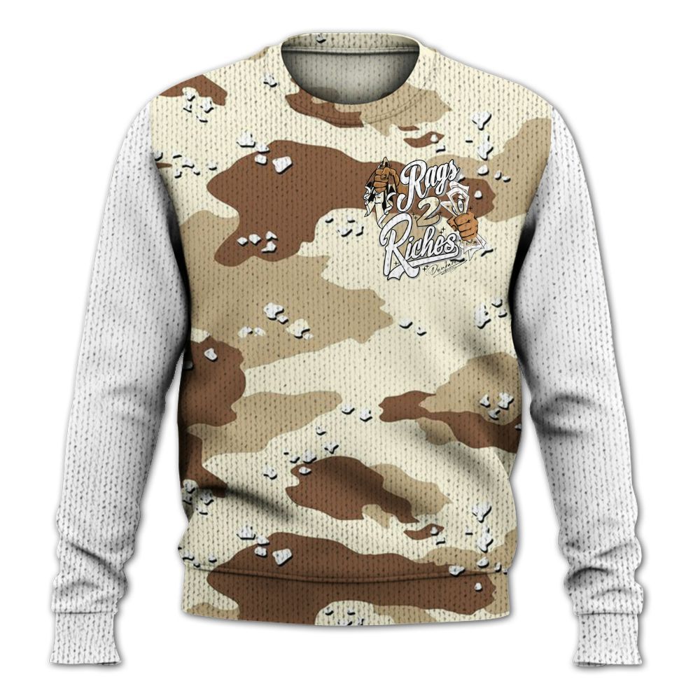 Knitted Sweater To Match Desert Camo 3s, Custom Name Rag 2 Riches